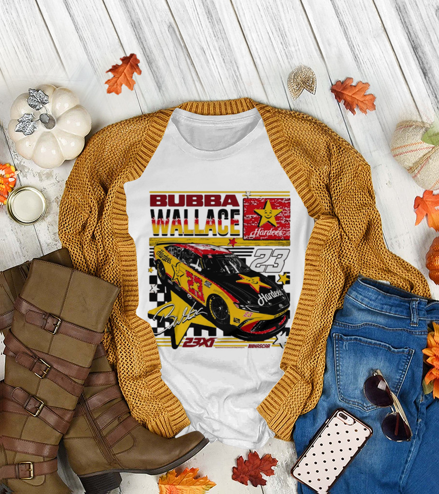 Bubba Wallace 23XI Racing Hardee's Car Number 23 Racing Team T-Shirt