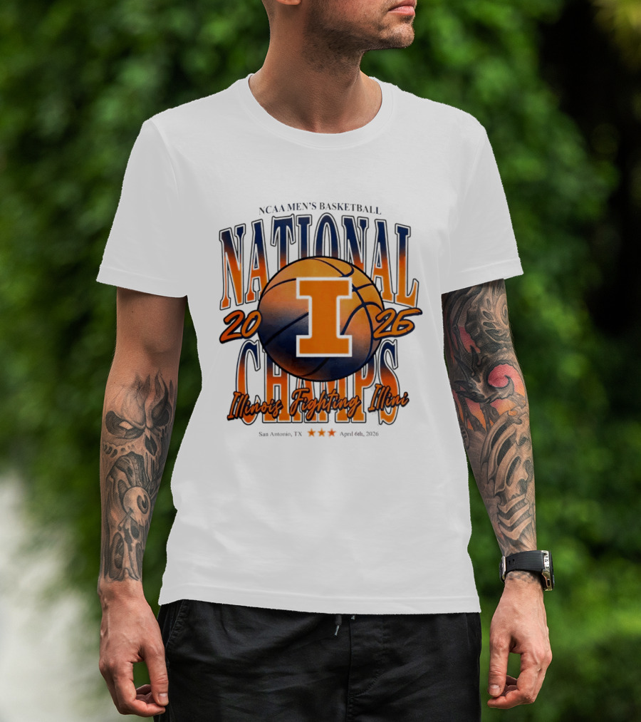 NCAA Men's Basketball National Champs 2026 Illinois Fighting Illini San Antonio April 6 T-Shirt