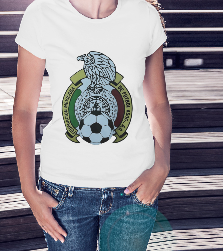 Federacion Mexicana De Futbol Asociacion AC Soccer Ball Emblem With Eagle And Aztec T-Shirt