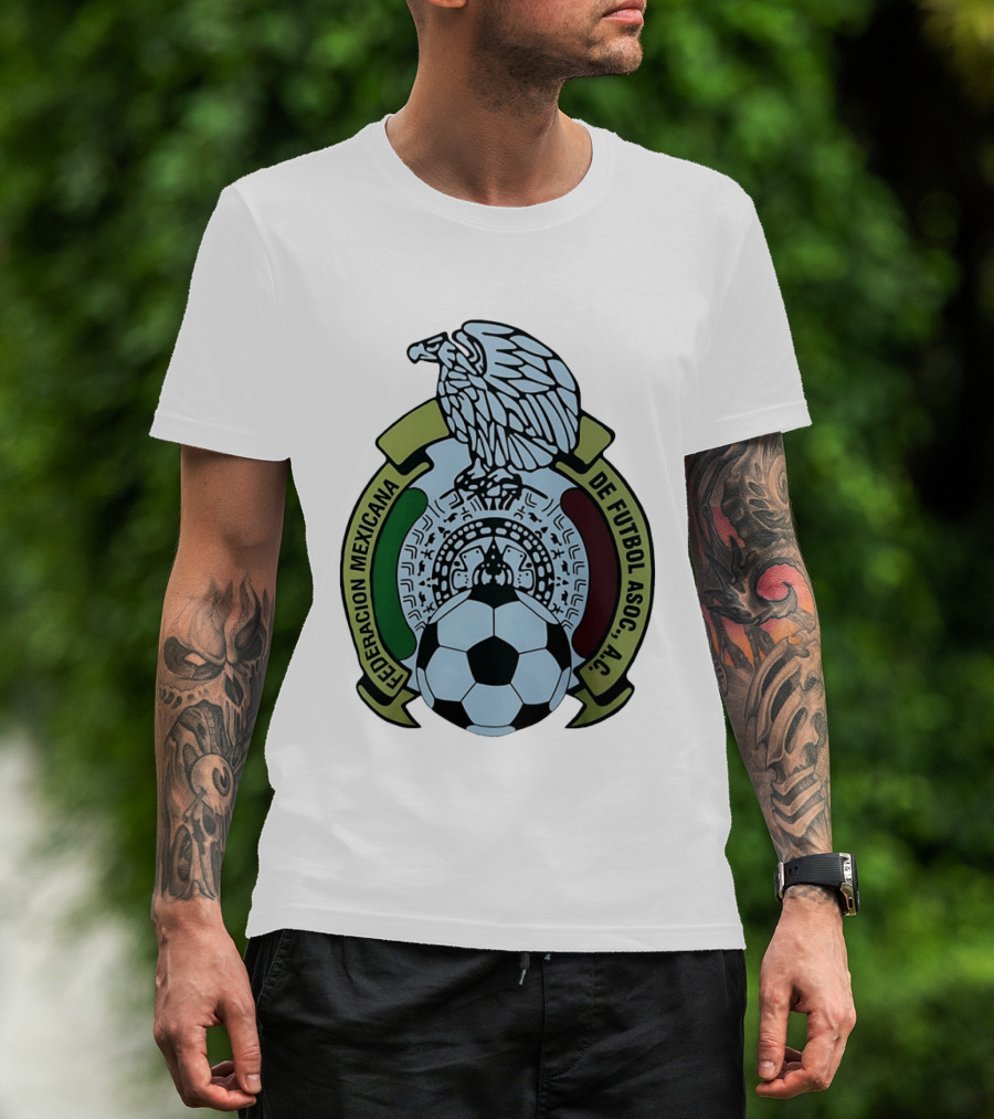 Federacion Mexicana De Futbol Asociacion AC Soccer Ball Emblem With Eagle And Aztec T-Shirt