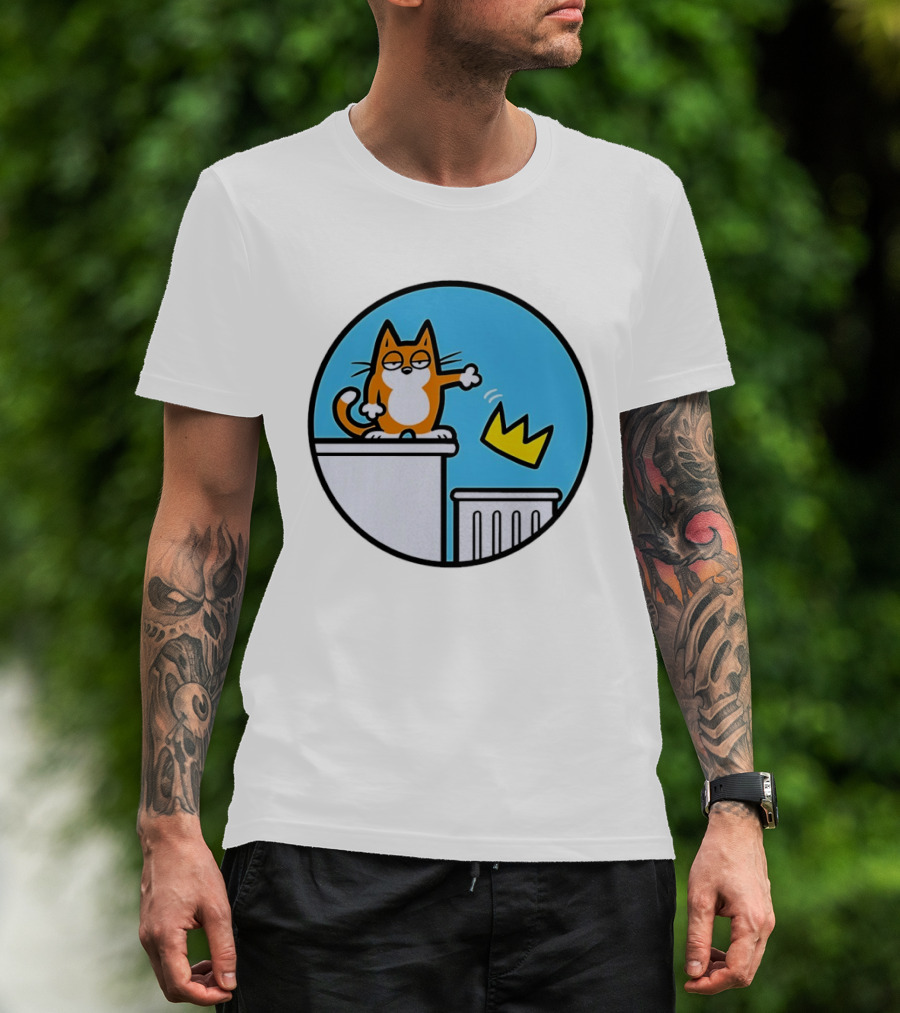 Orange Cat Discarding Crown No King Mark Parisi T-Shirt