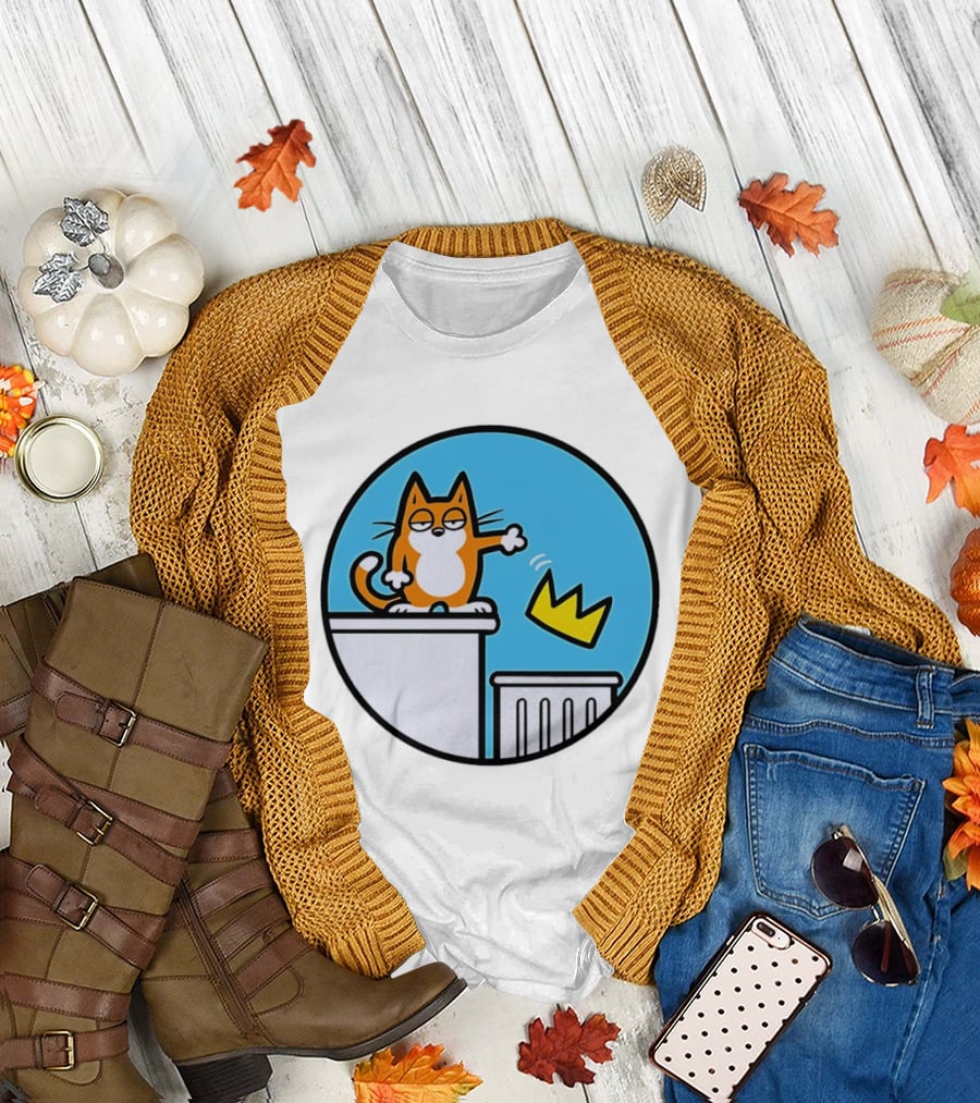 Orange Cat Discarding Crown No King Mark Parisi T-Shirt