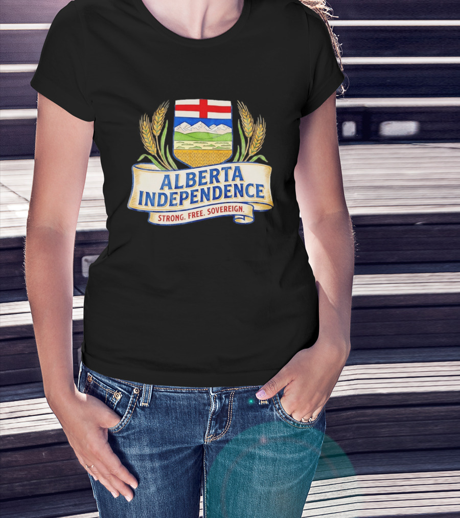 Alberta Independence Emblem Strong Free Sovereign Crest T-Shirt
