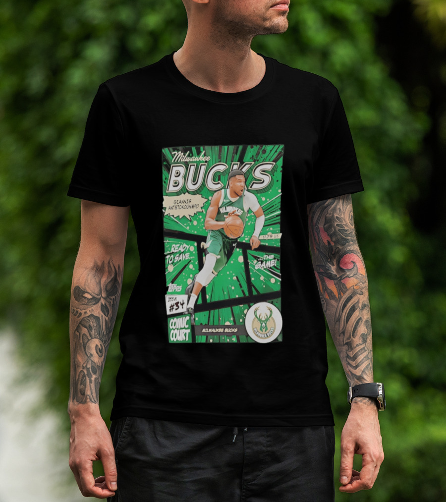 Milwaukee Bucks Giannis Antetokounmpo Comic Court Issue #34 T-Shirt