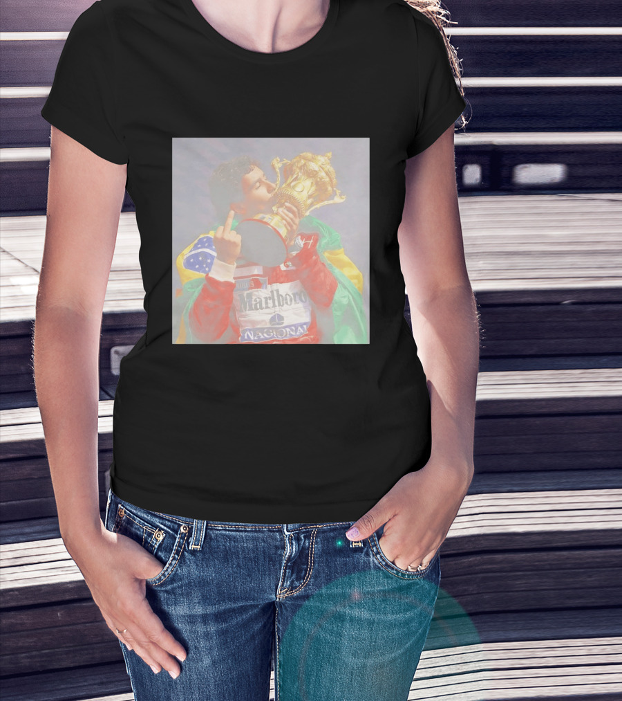 Ayrton Senna Iconic F1 Trophy Celebration And Gesture T-Shirt