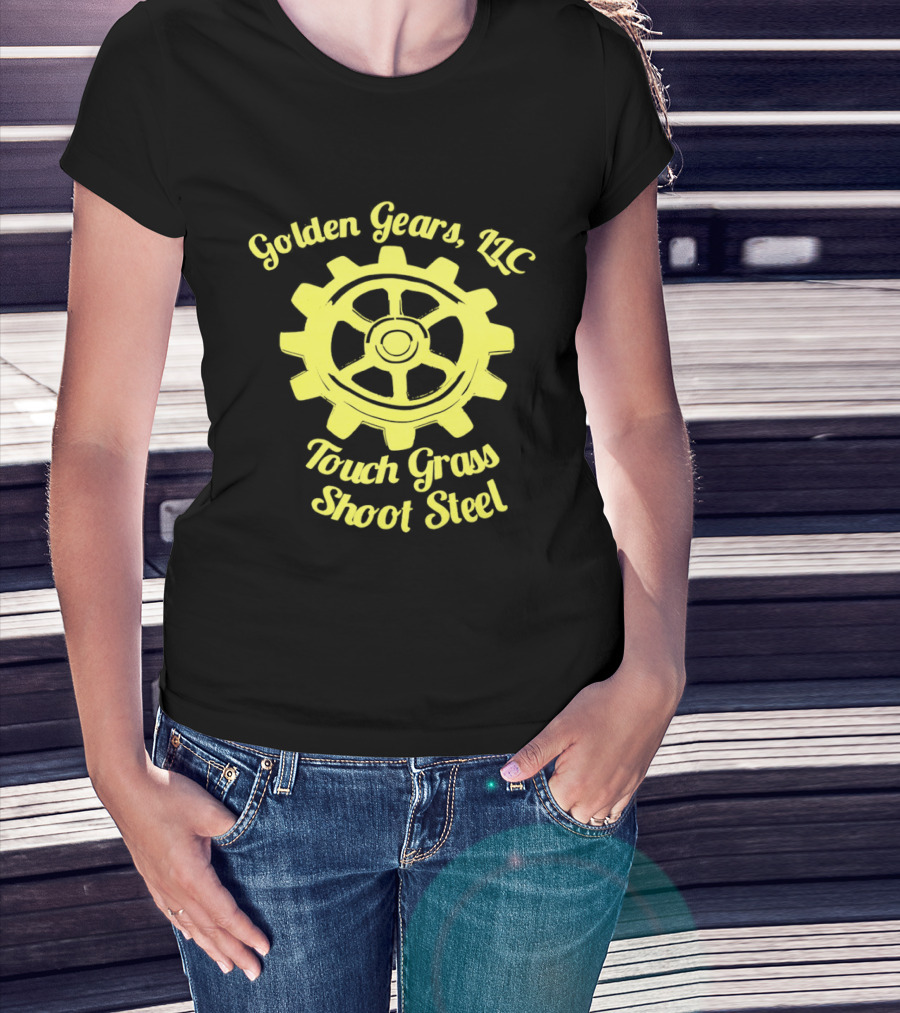 Golden Gears LLC Touch Grass Shoot Steel Gear Image T-Shirt