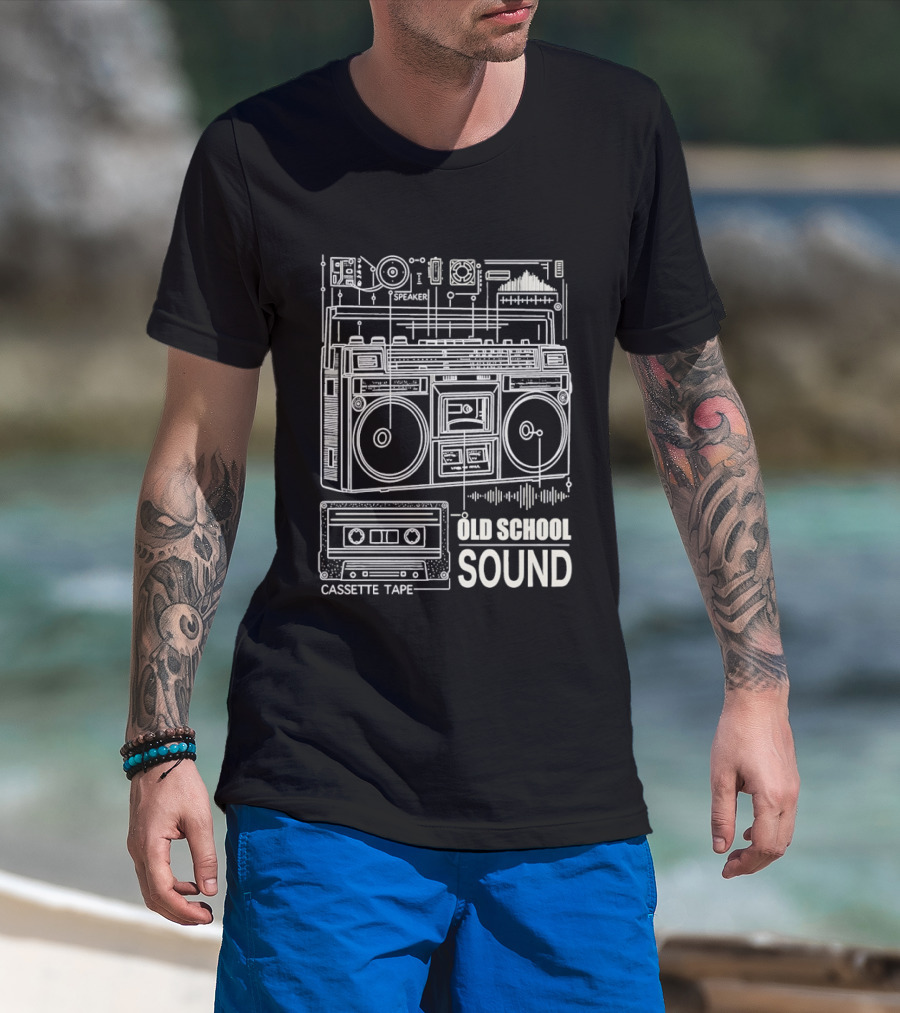 Old School Boombox Cassette Tape Speaker Sound T-Shirt
