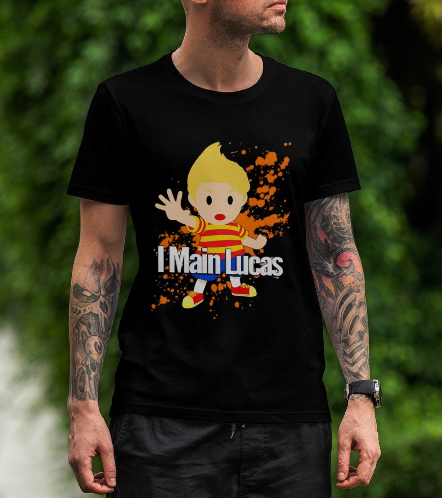 I Main Lucas Cartoon Character Orange Paint Splash T-Shirt