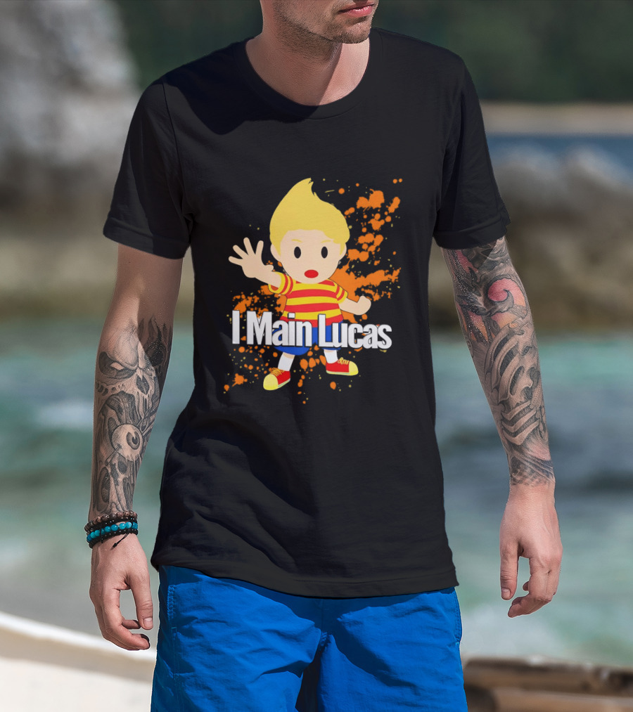 I Main Lucas Cartoon Character Orange Paint Splash T-Shirt