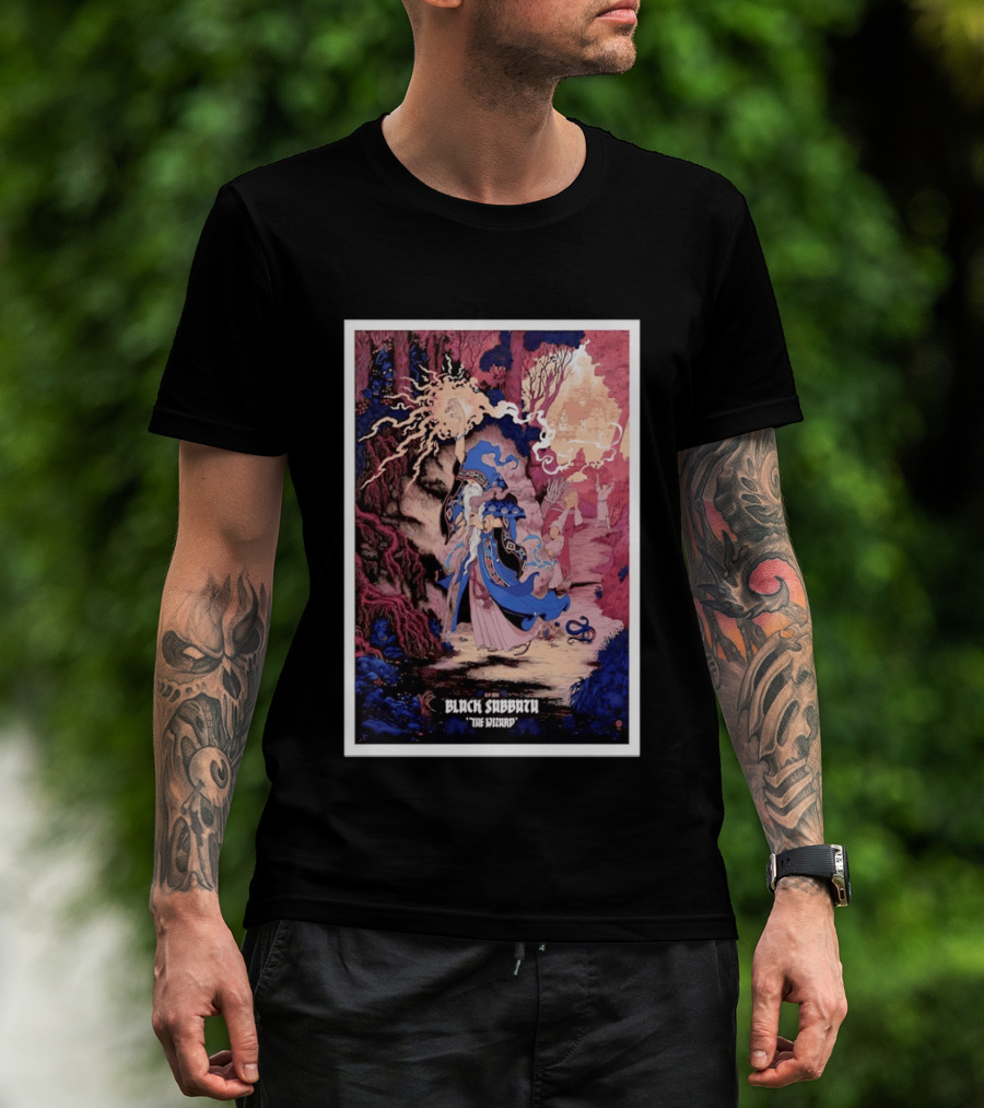 Black Sabbath The Wizard Gandalf From The Lord Of The Rings Fantasy Scene T-Shirt