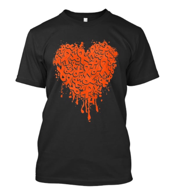 Orange Ribbon Melting Heart Shape Awareness T-Shirt