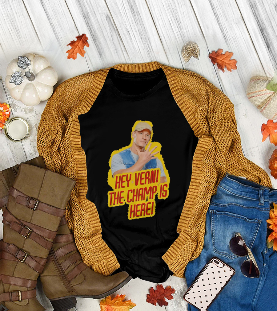 John Cena Hey Vern The Champ Is Here Hand Gesture Yellow Highlight T-Shirt