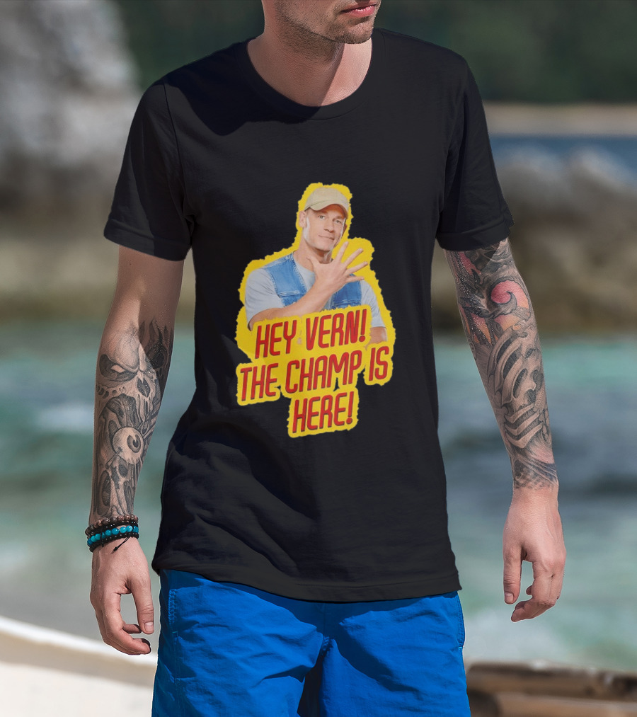 John Cena Hey Vern The Champ Is Here Hand Gesture Yellow Highlight T-Shirt
