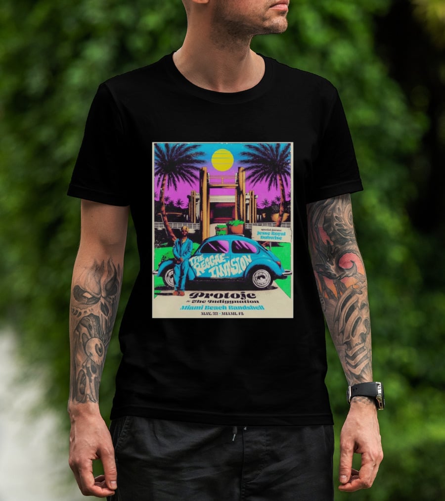 Protoje And The Indiggnation The Reggae Invasion Miami Beach Bandshell May 2 2026 Jesse Royal Dubwise T-Shirt