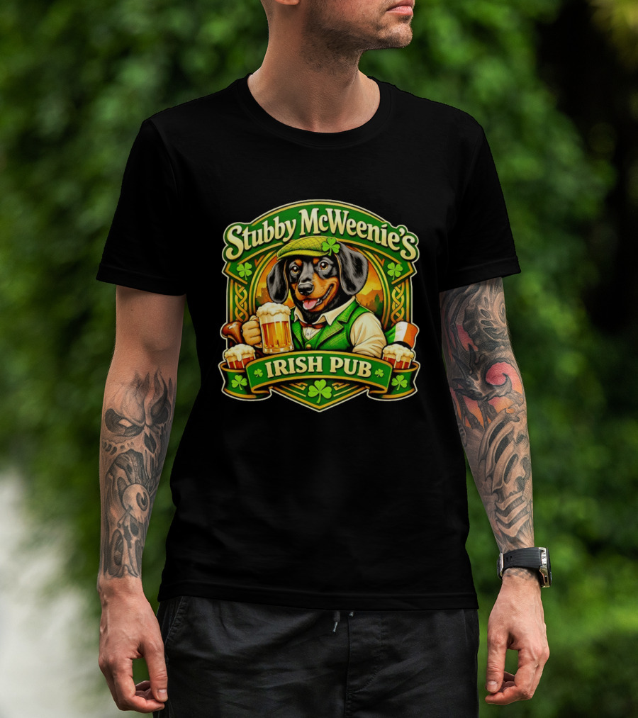 Stubby McWeenie's Irish Pub Dachshund Beer St Patrick's Day T-Shirt