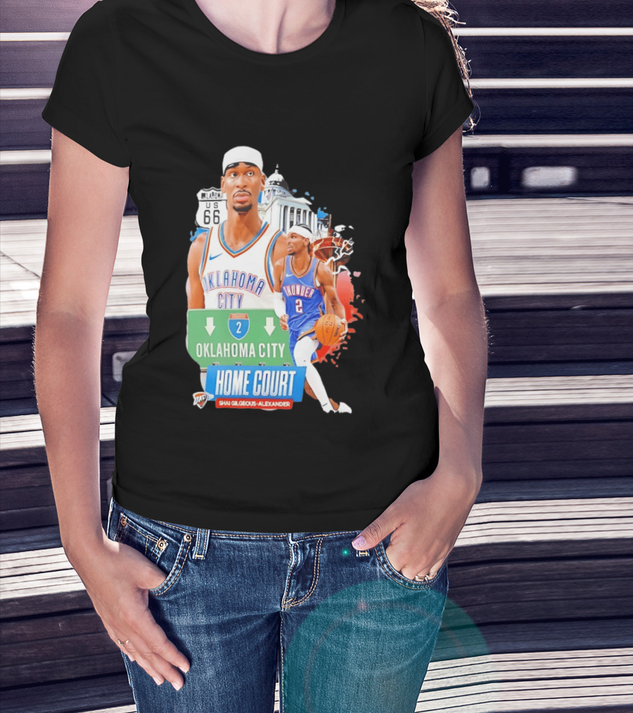 Oklahoma City Thunder Home Court Shai Gilgeous Alexander Route 66 T-Shirt