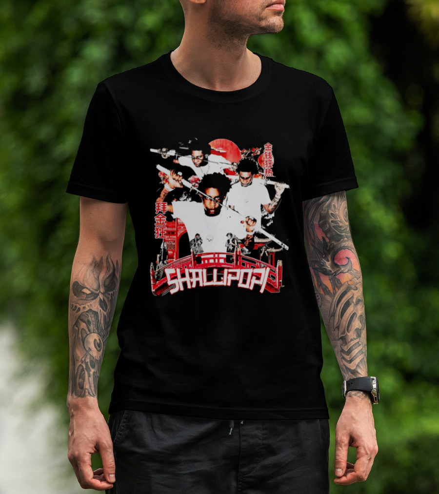 Shallipopi Samurai Warrior Red Bridge T-Shirt