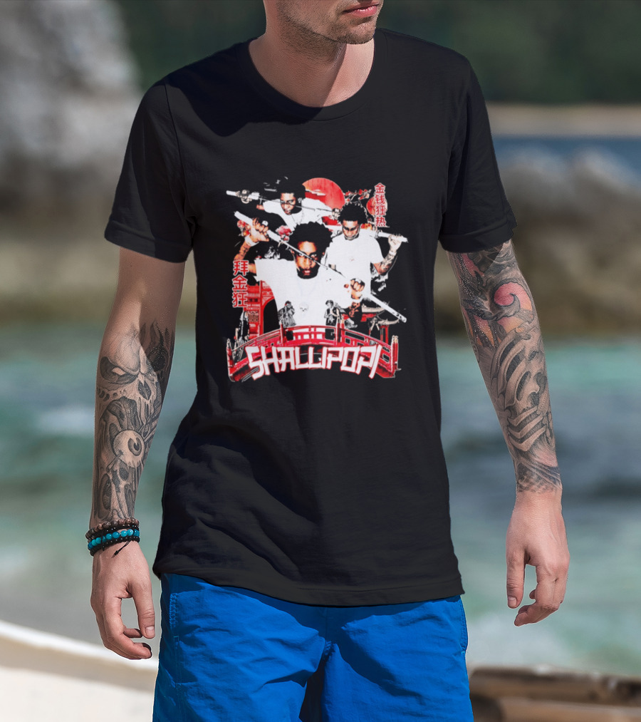 Shallipopi Samurai Warrior Red Bridge T-Shirt