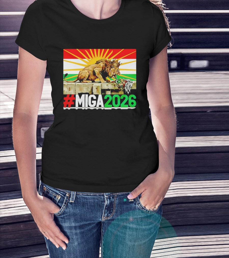 #MIGA 2026 Lion With Kurdistan Flag And Sun T-Shirt