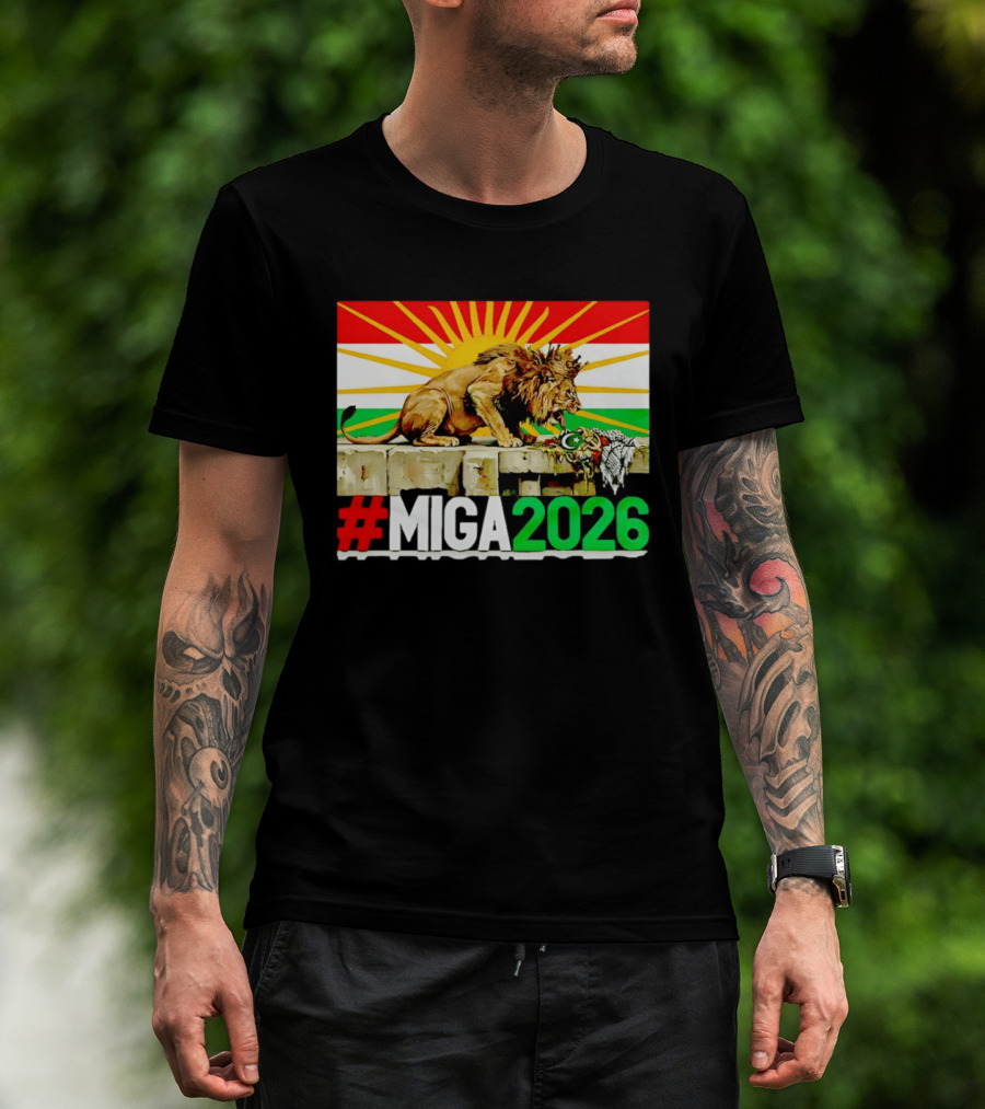 #MIGA 2026 Lion With Kurdistan Flag And Sun T-Shirt