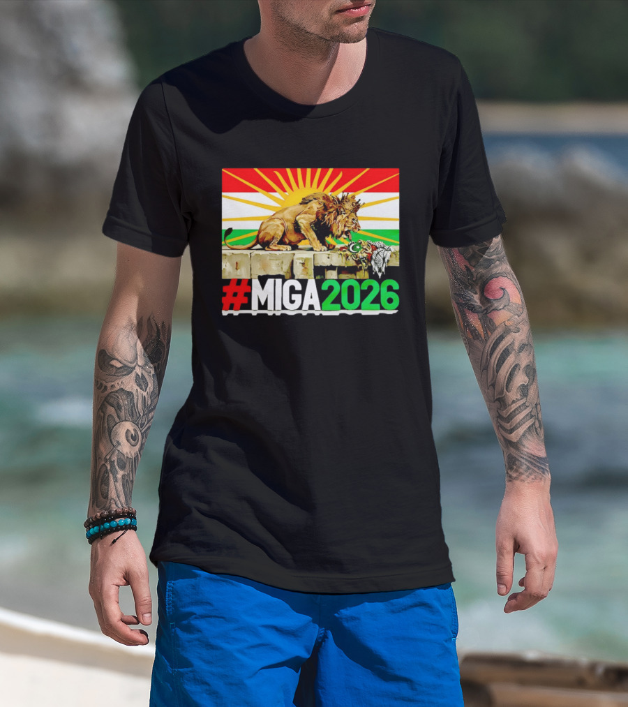 #MIGA 2026 Lion With Kurdistan Flag And Sun T-Shirt