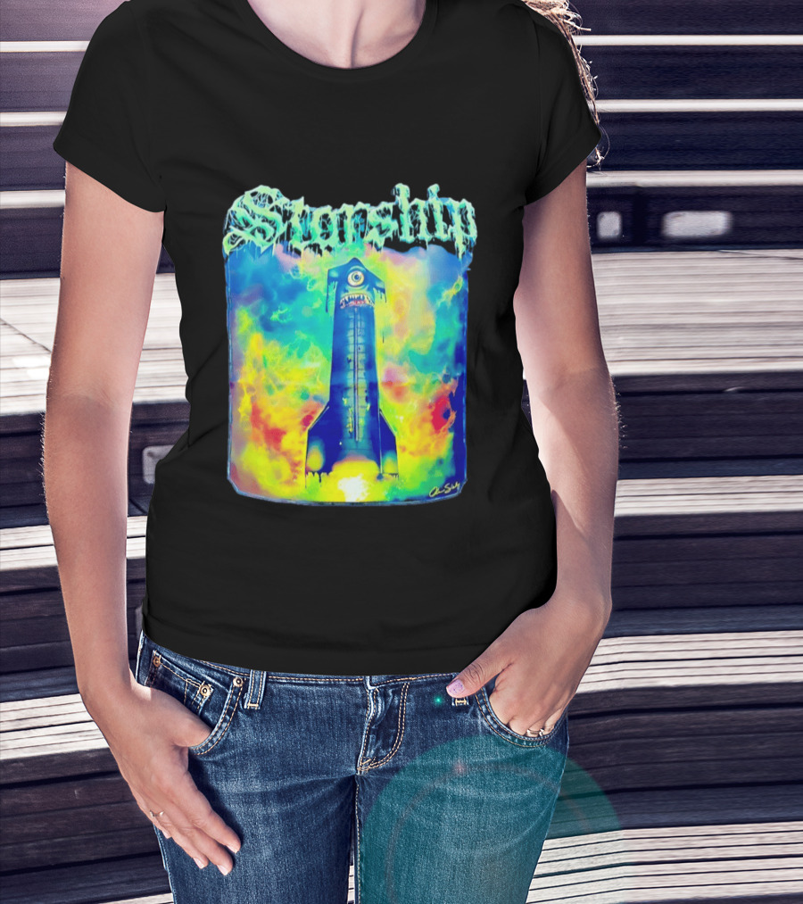 Starship Colorful Cyclops Monster Rocket Explosion T-Shirt