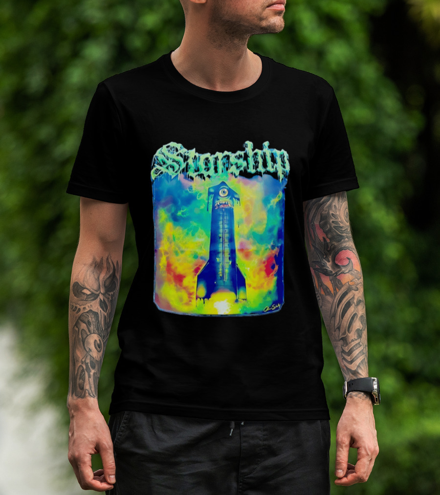 Starship Colorful Cyclops Monster Rocket Explosion T-Shirt