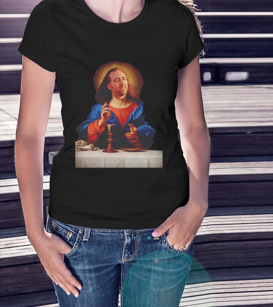 Nic Cage Jesus Iconic Meme Mashup T-Shirt
