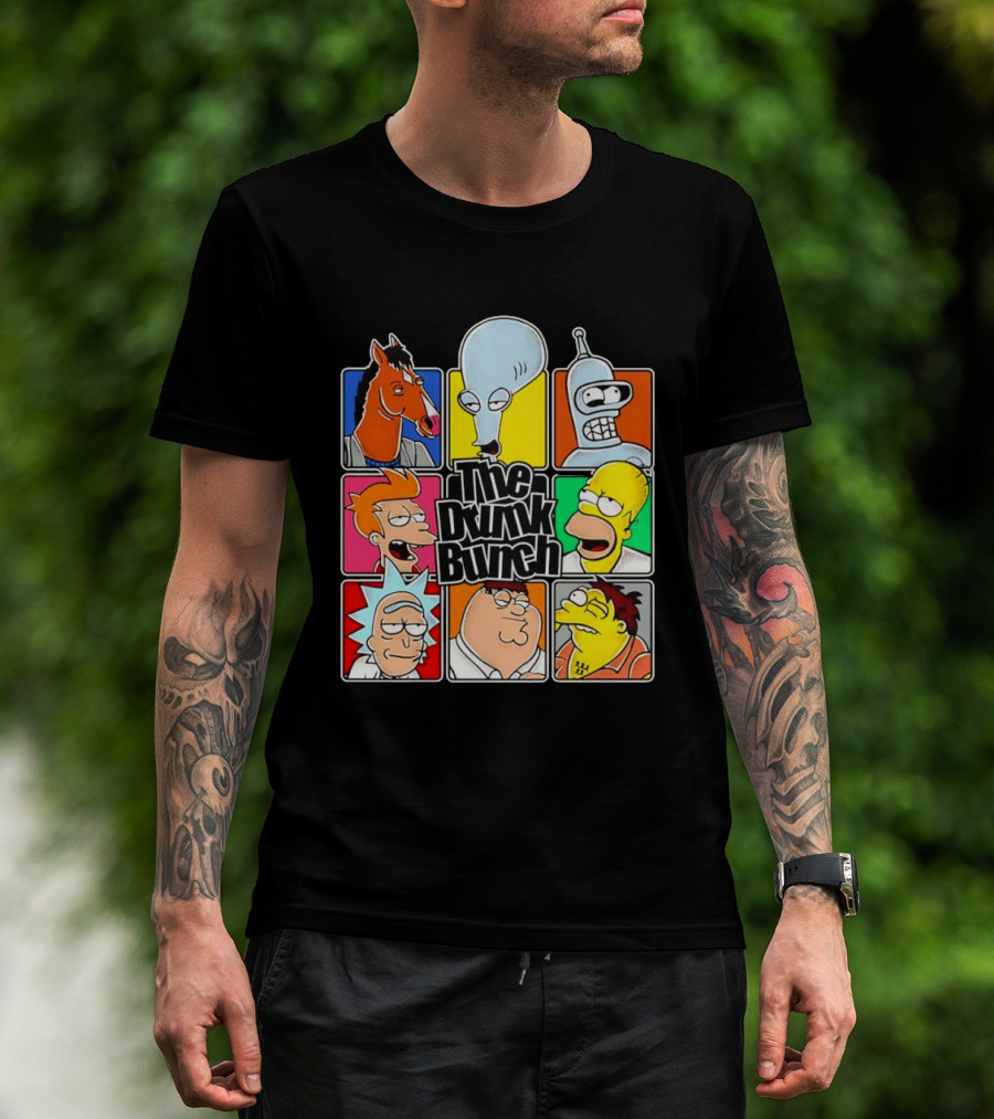 The Drunk Bunch Bojack Horseman Roger Bender Fry Rick Homer Peter Griffin Barney Gumble T-Shirt