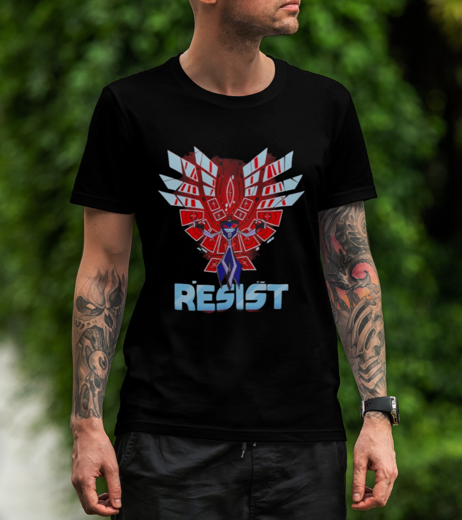 Hazbin Hotel Vox Resist Character Wings Red Blue T-Shirt