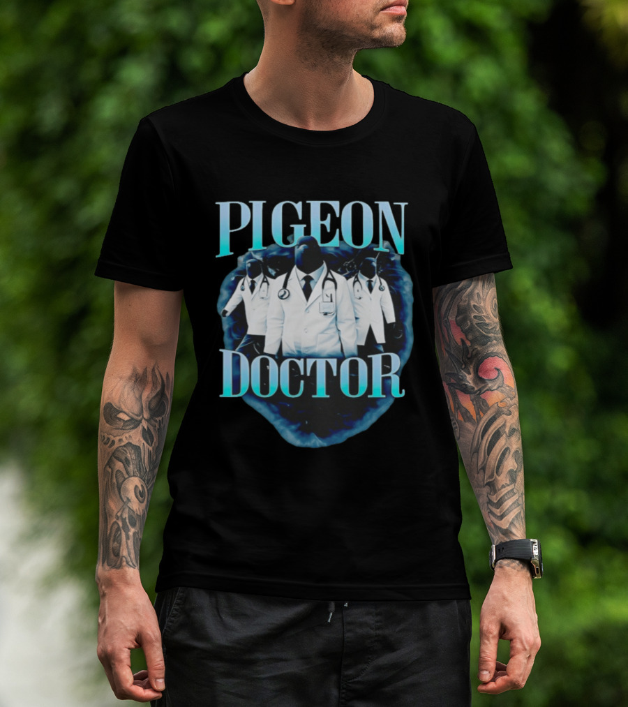 Pigeon Doctor Medical Humor Surreal Stethoscope T-Shirt