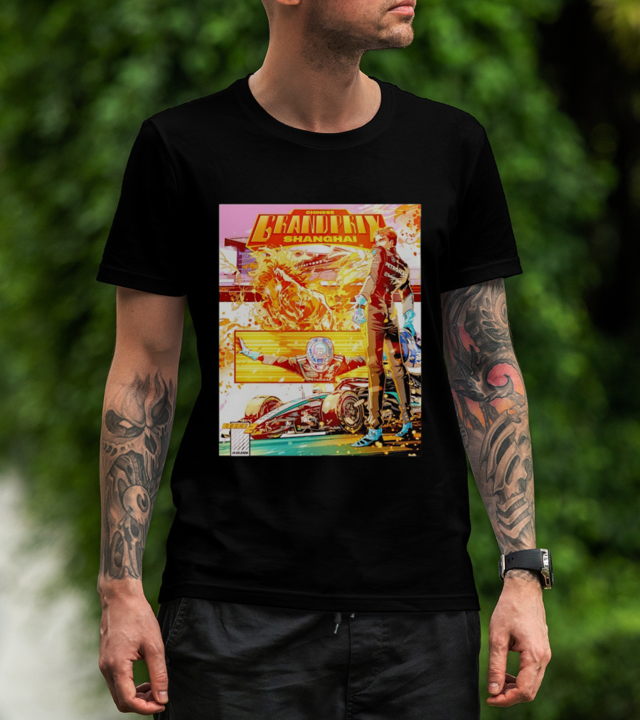 Chinese Grand Prix Shanghai Anime Style With Race Car And Driver T-Shirt