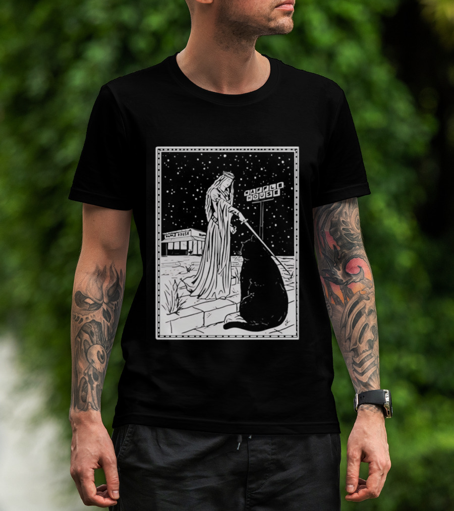Medieval Cat Tarot Waffle House The Hermit T-Shirt