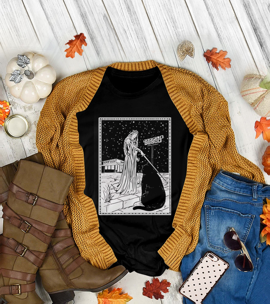 Medieval Cat Tarot Waffle House The Hermit T-Shirt