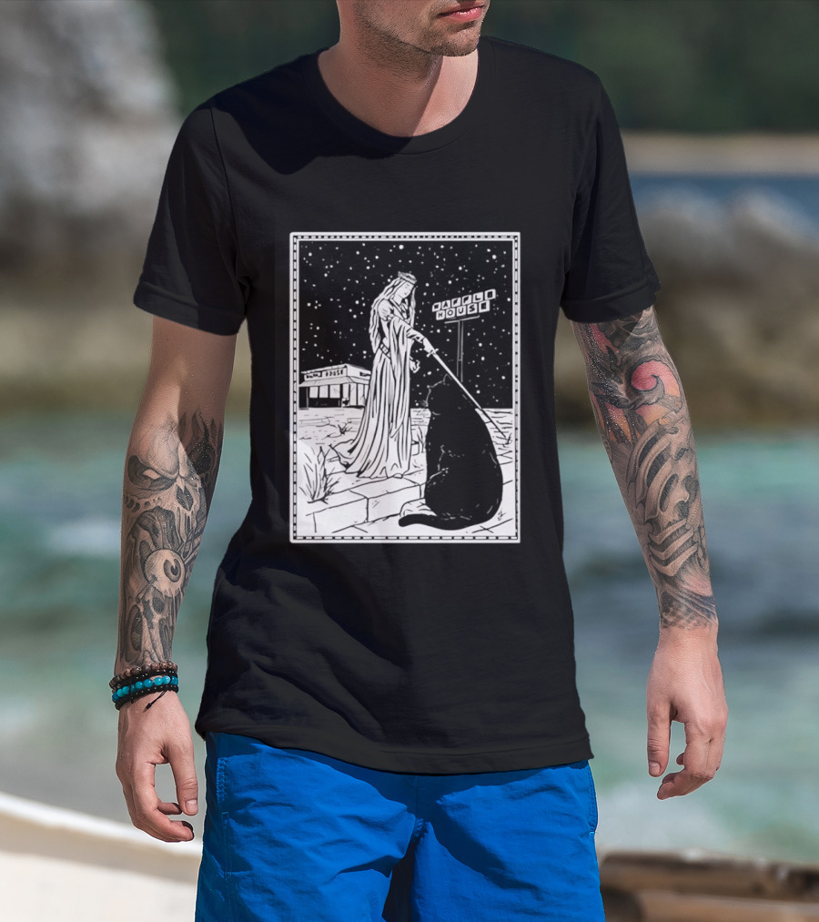 Medieval Cat Tarot Waffle House The Hermit T-Shirt
