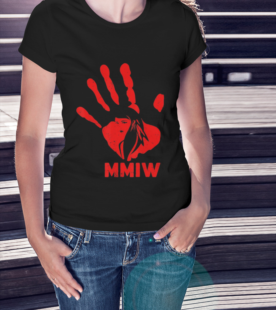 MMIW Red Handprint Symbol For Missing Murdered Indigenous Women Awareness T-Shirt