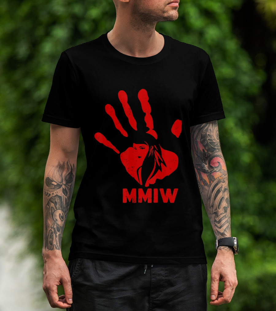 MMIW Red Handprint Symbol For Missing Murdered Indigenous Women Awareness T-Shirt