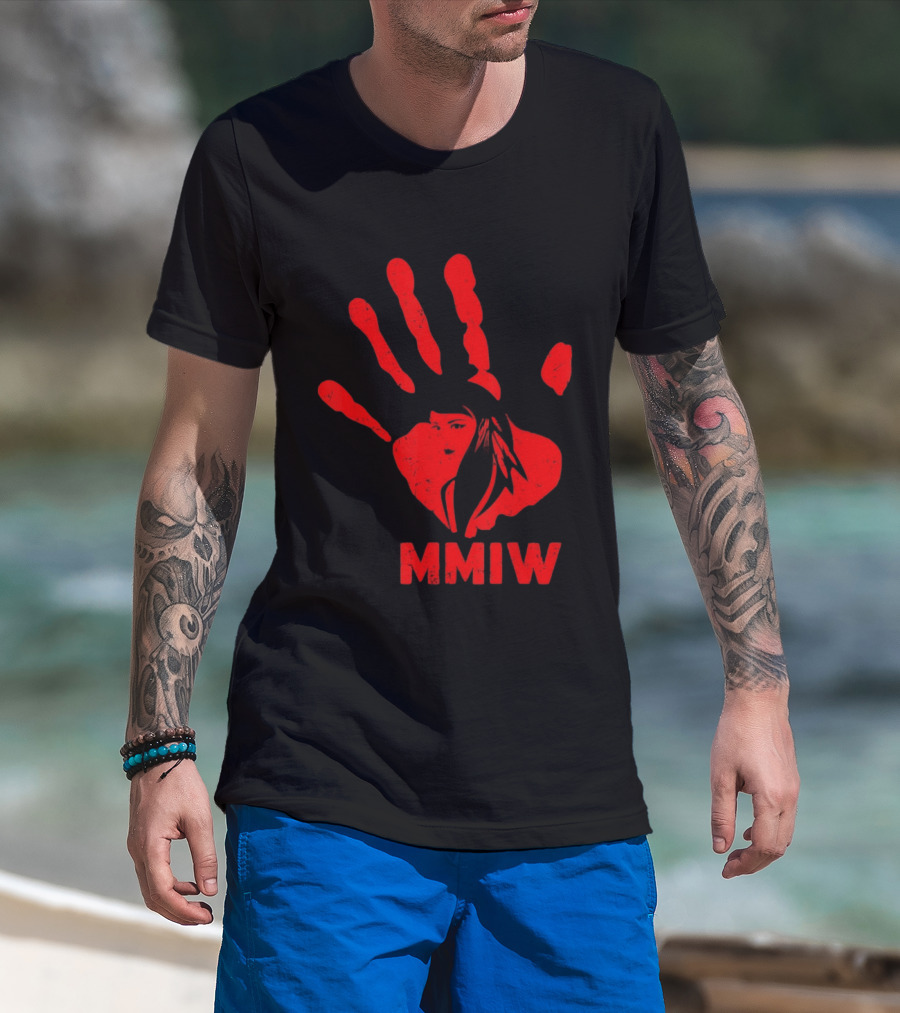 MMIW Red Handprint Symbol For Missing Murdered Indigenous Women Awareness T-Shirt