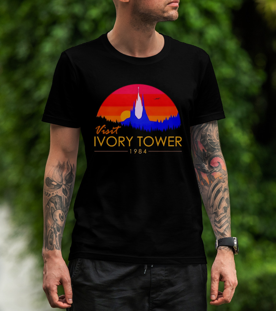 Visit Ivory Tower 1984 Sunset Silhouette The Neverending Story T-Shirt