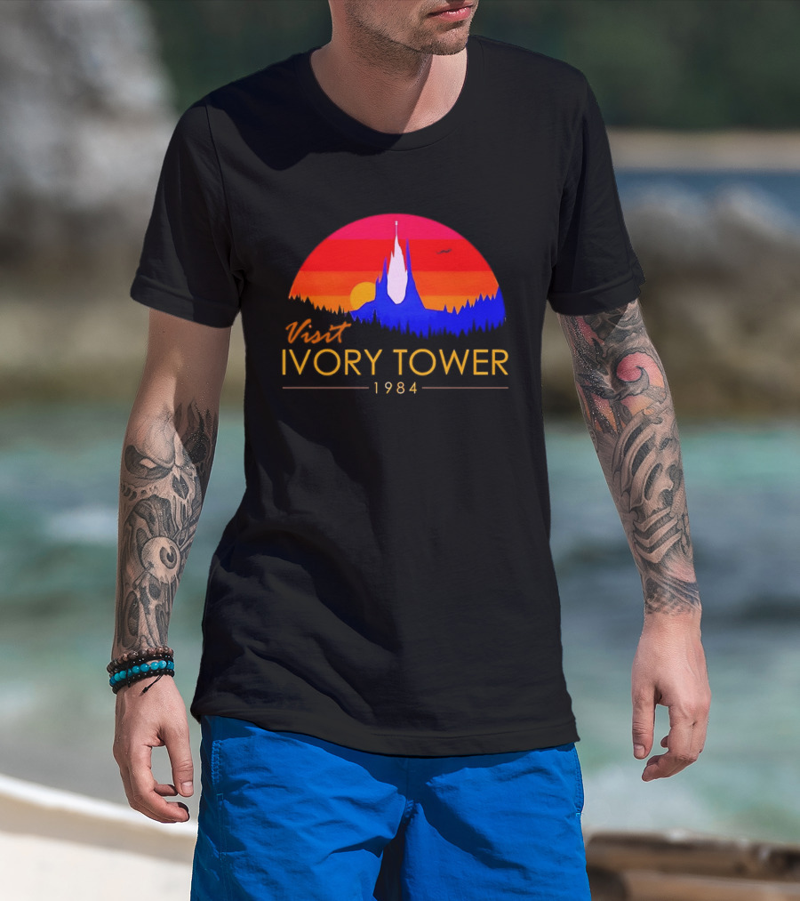 Visit Ivory Tower 1984 Sunset Silhouette The Neverending Story T-Shirt