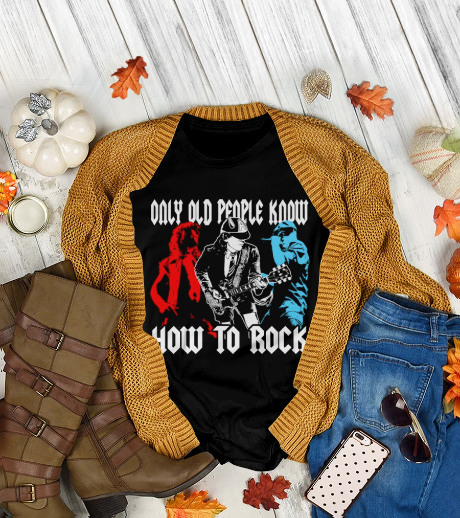 AC DC Only Old People Know How To Rock Guitar Legends T-Shirt