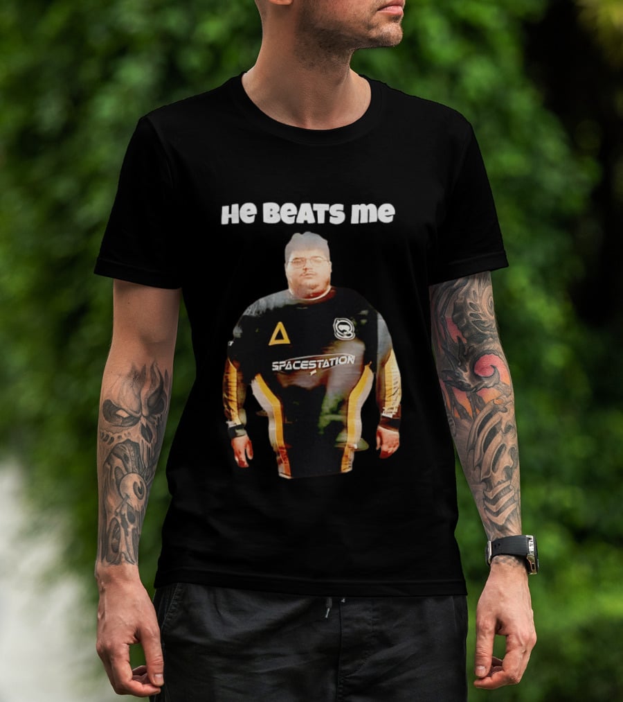 He Beats Me Spacestation Gaming Jersey T-Shirt