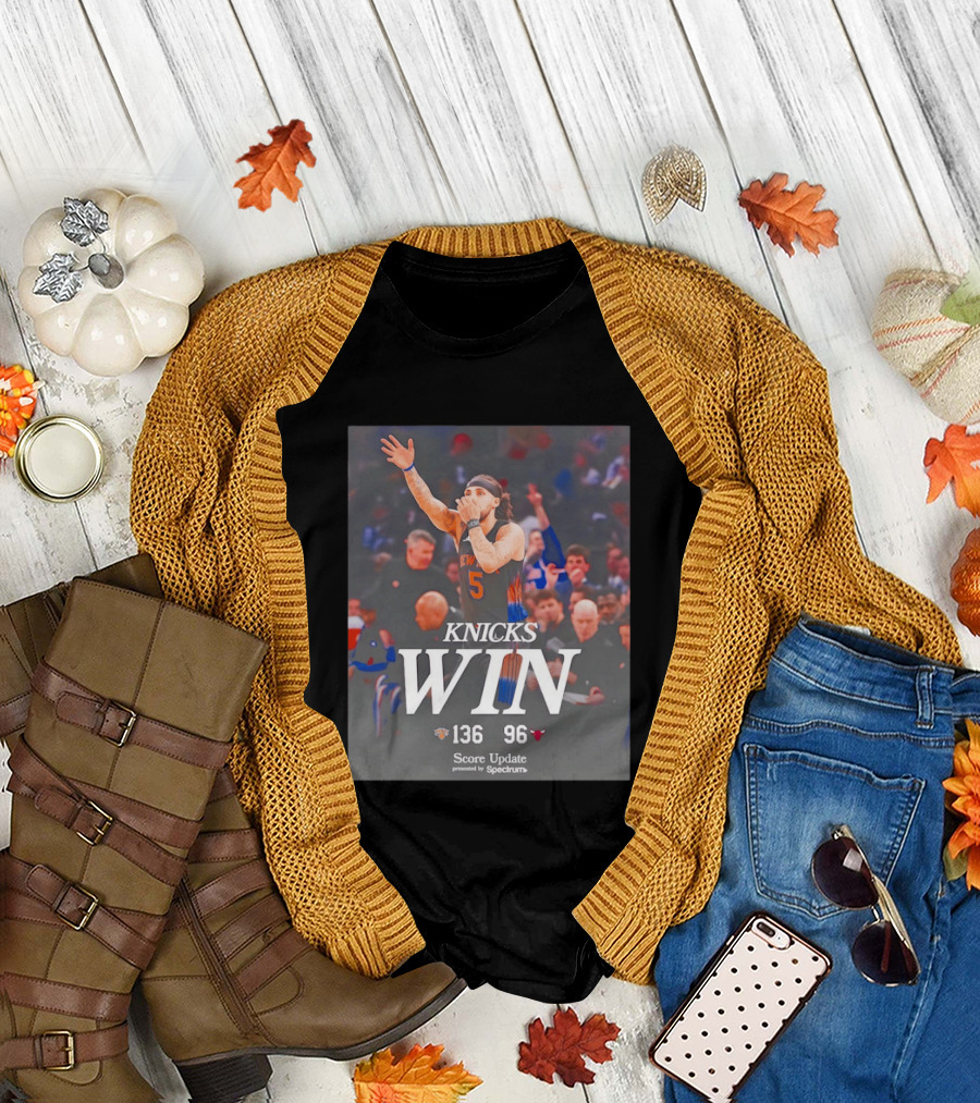 Knicks Win Jalen Brunson Celebration 136 96 Over Chicago Bulls T-Shirt