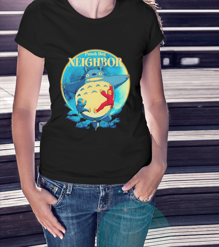 Punch Hug Neighbor Totoro Embrace With Two Punch Monkey T-Shirt