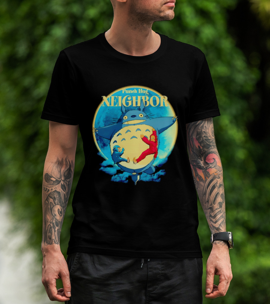Punch Hug Neighbor Totoro Embrace With Two Punch Monkey T-Shirt