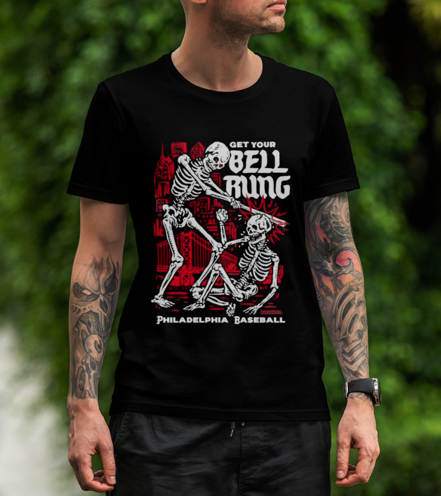 Get Your Bell Rung Philadelphia Baseball Skeleton T-Shirt