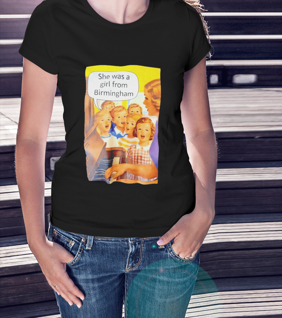 She Was A Girl From Birmingham Retro Comic Style Classroom Scene T-Shirt