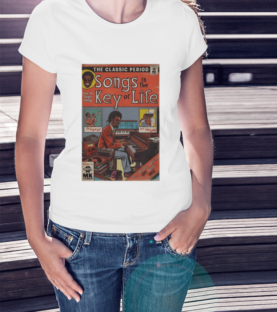 The Classic Period Songs In The Key Of Life Sept 1976 Comic Style Music Legend Iconography T-Shirt
