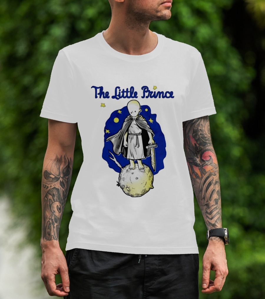 The Little Prince Standing On Asteroid B612 With Stars And Sword T-Shirt