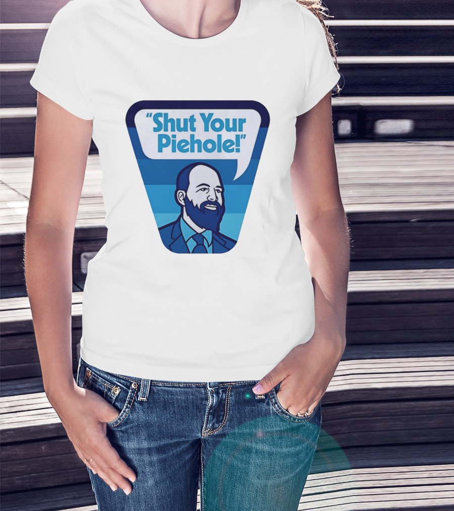 Shut Your Piehole Speech Bubble Blue Suit Beard T-Shirt